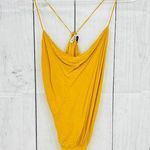 Abercrombie & Fitch yellow thong bodysuit top SMALL snap crotch open back Photo 0