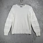 INC  International Concepts Sweater White  Knit Womens Large Textured Sleeve Photo 1