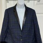 J.Crew  Regent Blazer Black Wash Tartan Plaid Black Satin Lapel Size 12 Photo 2