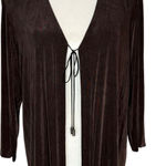 Chico's Travelers Brown Slinky Stretch Long Sleeve Tie Front Cardigan 2 Large Photo 0