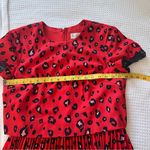 MIKAEL AGHAL Red Leopard Pleated Midi Dress Lace Trim Size 6 Photo 7