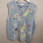 Erika White Stag Snowman Christmas Holidays Grandma Sweater Vest Blue Size Large Photo 9