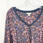 Terra & Sky Terra Sky Plus Sz 4X Top 28W 30W Thermal Waffle Knit Navy Purple Floral 1473 Photo 4