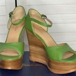 Brooks Brothers Olive Leather Wedges Photo 1