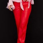 House Of CB ELENAORA SCARLET VEGAN LEATHER TROUSERS Photo 2