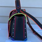 Michael Kors Black Manhattan Satchel Medium Contrast Trim Leather Photo 3