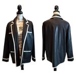 By Egries Faux Vegan Leather jacket Blazer Black Size Large NWT Contrast trim Photo 9