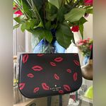 Kate Spade NEW YORK Black Clutch with Red Lips Photo 1