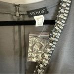 Venus Women’s Charcoal Gray Long Sleeve Jeweled Emblished Cocktail Dress Size 14 Photo 2