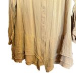 Soft Surroundings Tunic Top Womens Medium Yellow Button Gauze Flutter Hem Blouse Photo 4