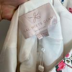 Gal Meets Glam Cassie Floral Tie Back Fit & Flare Linen Dress in Soft White Photo 9