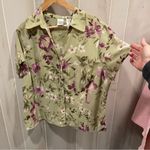 Emma James Vintage 90s-Y2K cute mint green floral blouse short sleeve button front flowy Photo 0