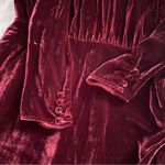 Reformation Dress Evora Velvet Long-Sleeve Keyhole Buttoned Mini Chianti 12 NWT Photo 2