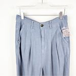 Free People NWT  Faded Love Linen Blend High Waist Pants 27 Blue Photo 3