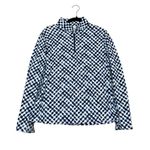 IBKUL Gingham Check Long Sleeve Mock Neck Top Golf Active UPF 50+ Size Large Blue Photo 1