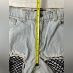Brooklyn Karma  Fishnet Boyfriend Jeans in Light Steel Blue Size Small Mixology Photo 3
