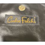 Vintage 80s Carlos Falchi Shoulderbag Black Lizard & Snakeskin Print Leather EUC Photo 4