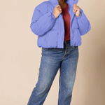 Amazon  Essentials Womens Puffer Jacket Coat Purple-Blue Size 3X Cropped Padded Photo 0
