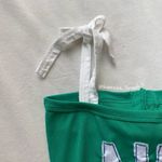 Notre Dame green and white patchwork ribbed bow dress Photo 4