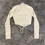 Pretty Little Thing  Stone Stretch Woven Lace Up Shirt, Size 2 Photo 4