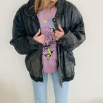 London Fog thrashed vintage  boots leather jacket / xl, 26” ptp, 25” length / right pocket is missing snap button Photo 4