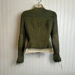 ZARA  Green Textured Weave Zip Jacket Distressed, Stud Detail small K47 Photo 6