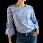 J.Crew Artist 3/4 Sleeve Bow Detail Boat Neck Cotton Blouse XS Photo 4