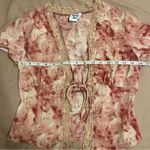 Princess Polly Pink Hunton Floral Lace-Trimmed Tie-Front Short Sleeve Top Photo 4