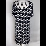 Suzie Black & White Diamond Print Stretchy Short Sleeve Shift Dress XL Photo 10