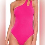 Becca NWT  by Rebecca Virtue Pink Asymmetrical One-Piece Swimsuit L48555; L Photo 0