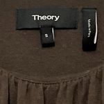 Theory ruched crew neck mini dress olive green size small pima cotton minimalist Photo 7