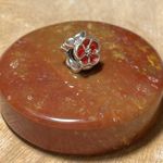 Pandora  Red Poppy Sterling Silver Flower Bead Charm RARE Photo 5
