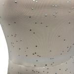 Nude Rhinestone Long Sleeve Small Mesh Mini Dress Bodycon Party Homecoming‎ Tan Photo 5