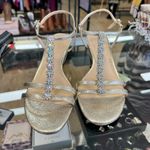 JEWEL BADGLEY MISCHKA Oakes Crystal Adorned Wedge Sandals Gold Glitter Size 10 Photo 1