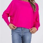 Andree by Unit  women's size small hot pink sweater boatneck dolman sleeves Photo 0