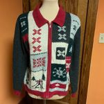 Vtg Y2K snowflake winter zip down cardigan Size L Photo 10