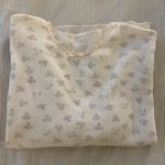 American Vintage Vintage Floral Waffle Knit Long Sleeve Top Women's Cute Cottagecore Bow Detail Photo 1