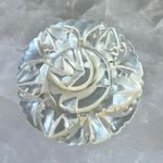 Vintage Mother of Pearl Floral Carved Brooch Pin White Photo 3