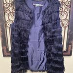 Anthropologie by Eva navy tiered fringe open vest Photo 2