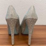 Betsey Johnson Blue WISH Crystals Champagne Platform Wedding Stilettos Size 8.5 Photo 4