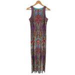 London Times  Tank Maxi Dress Double Slits size 8 Sleeveless Paisley Colorful Photo 1
