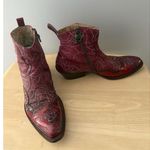 Mark Nason Red Leather Boots Womens 6 Ankle Roses Rocker Vero Cuoio Italy Boho Photo 15