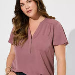 Torrid  Harper Flutter Short Sleeve Blouse Top Size 1X Dusty Mauve Rose Taupe Photo 0