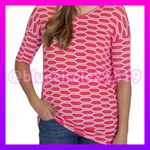 Agnes & Dora ™ Hi-Lo 3/4 Sleeve Tunic Top Honeycomb Coral and White  •Medium Photo 11