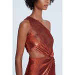 Halston Val Sequins One Shoulder Mini Dress in Orangeade Size 12 NWT Photo 2