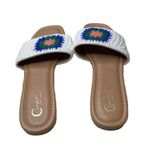 Cato  Comfort Granny Square Crochet Embroidery Tan Cream Flower Sandals Size 9 Photo 2