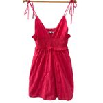 ZARA  Ruffled Babydoll Scrunched V-Neck Mini Dress Fuchsia Pink Size XS‎ Photo 2