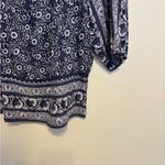 Lucky Brand  Navy Blue Boho Peasant Top Floral Border Print Medium Photo 5