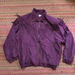 VTG SILK DARK PURPLE FRINGE WINDBREAKER ZIP UP JACKET Size M Photo 3