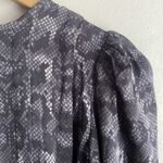 ANINE BING Renee Silk Python Print Blouse in Charcol Photo 4